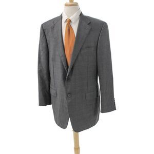 Hickey Freeman for Nordstrom Mens Blazer Gray Check 100% Wool Button Size 44